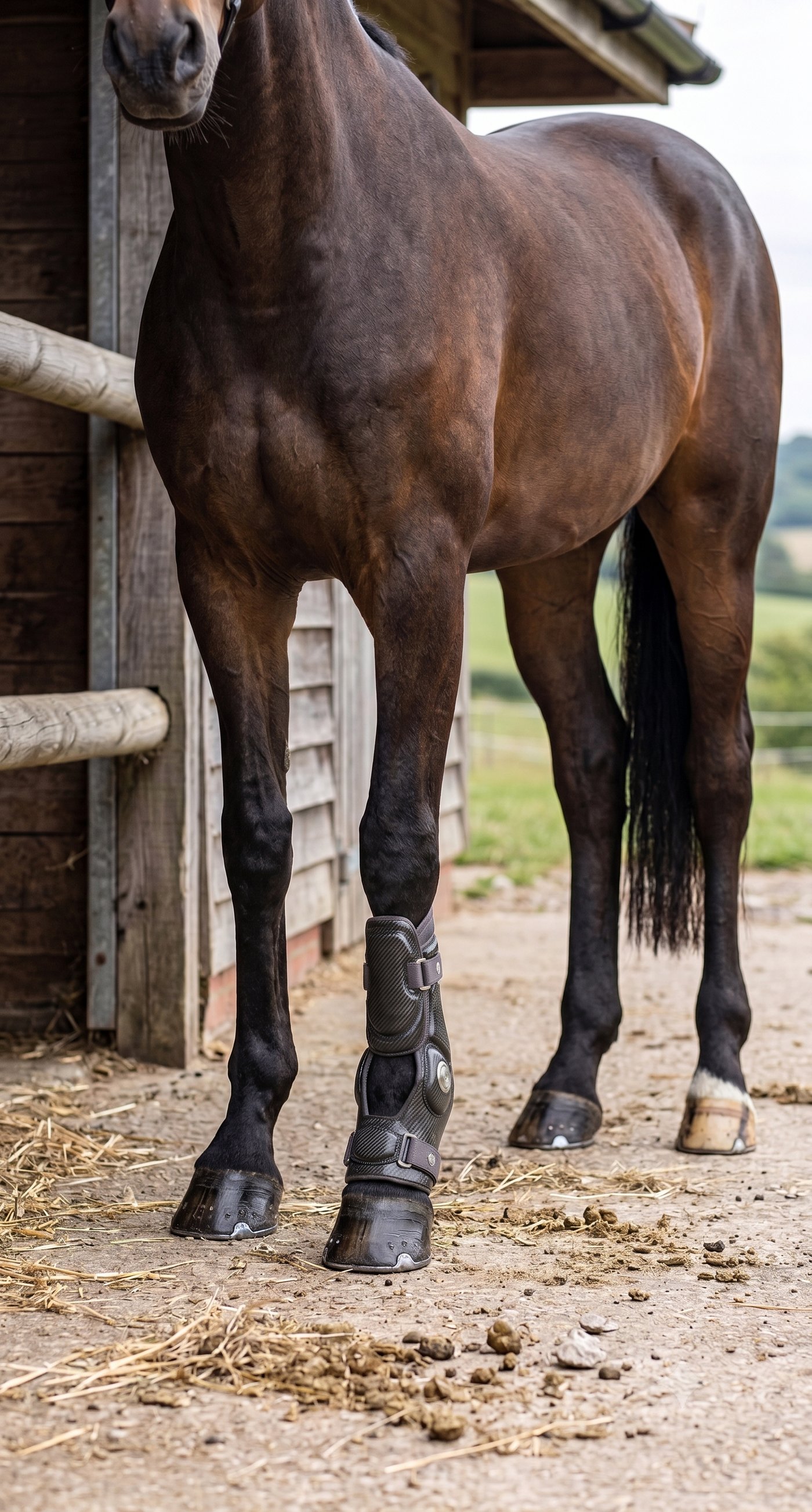 Horse fitted with the TendonStride Apex tendon boot